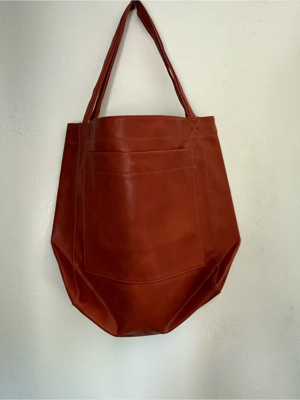 Vintage Rust Tote Bag with Front Pocket